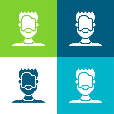 Sakal Düz 4 renk simgesi seti