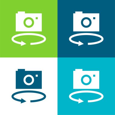 360 Kamera Düz 4 renk minimal simgesi seti