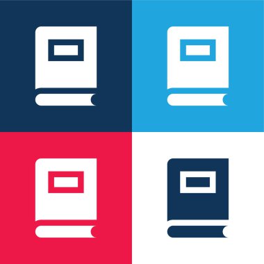 Kitap mavi ve kırmızı dört renk en küçük simge seti