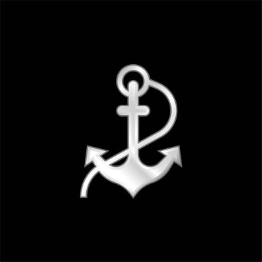 Anchor silver plated metallic icon clipart