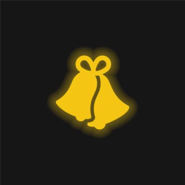 Çanlar sarı parlayan neon simgesi