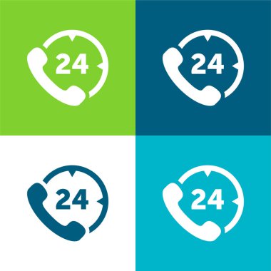 24 Saat Telefon Hizmeti Düz Renk en az simge seti