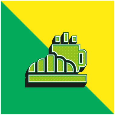 Kahvaltı yeşil ve sarı modern 3D vektör simgesi logosu