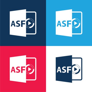 Asf File Format Symbol blue and red four color minimal icon set clipart