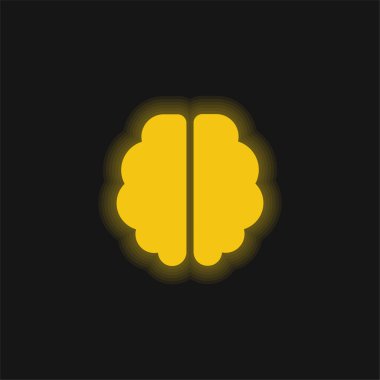 Beyin sarısı parlak neon simgesi