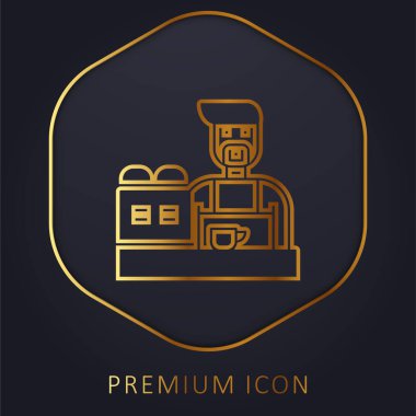 Barista altın çizgisi prim logosu veya simgesi