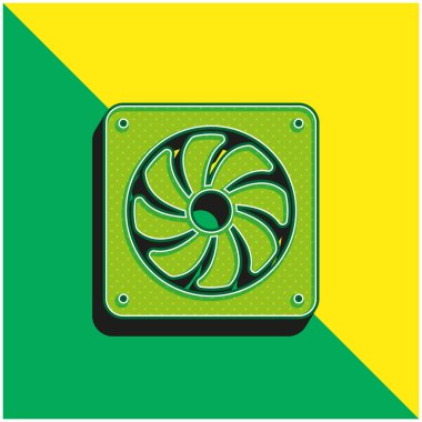 Big Electric Fan Green and yellow modern 3d vector icon logo clipart