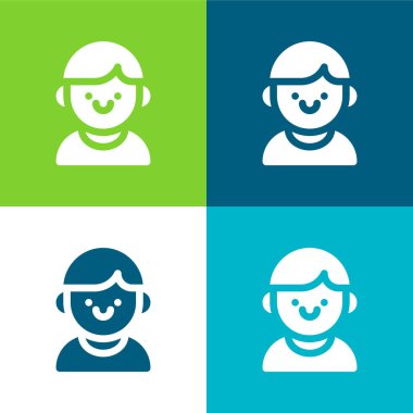 Oğlan Düz 4 renk en küçük simge seti