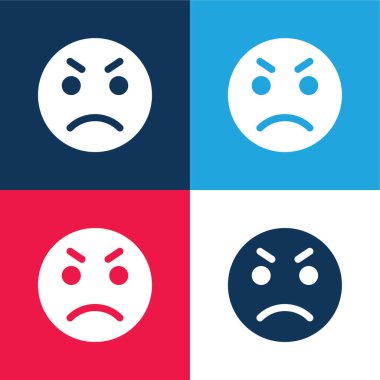 Anger blue and red four color minimal icon set clipart