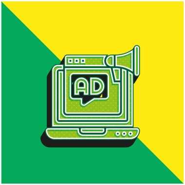 Reklam Yeşil ve Sarı Modern 3D vektör simgesi logosu