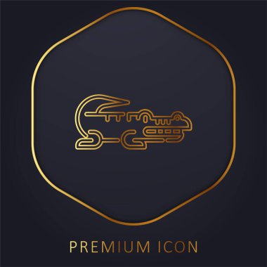 Timsah altın çizgi prim logosu veya simgesi