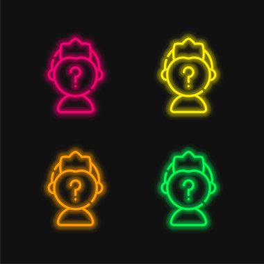 Anonymous four color glowing neon vector icon clipart