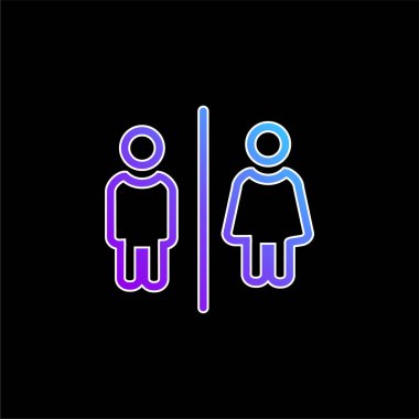 Bathrooms For Men And Women Outlines Sign blue gradient vector icon clipart