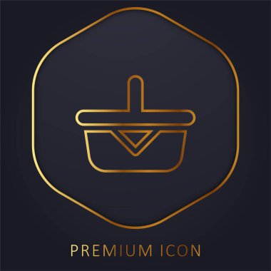 Sepet altın çizgi prim logosu veya simgesi