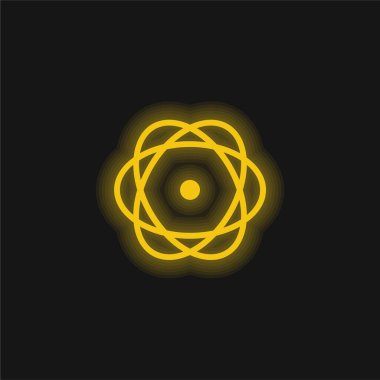 Atom Variant yellow glowing neon icon clipart