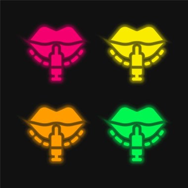 Botox four color glowing neon vector icon clipart