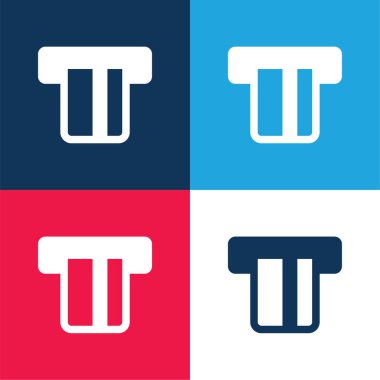 ATM mavi ve kırmızı dört renk minimal simge seti