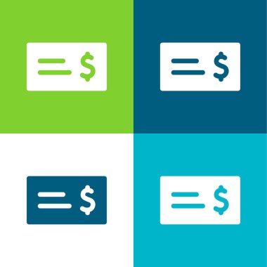 Banka Kontrolü Düz 4 renk minimal simgesi seti