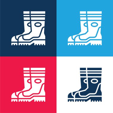 Çizmeler mavi ve kırmızı dört renk minimal simge kümesi