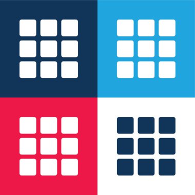 Mavi ve kırmızı dört renk simgesi setini uygular