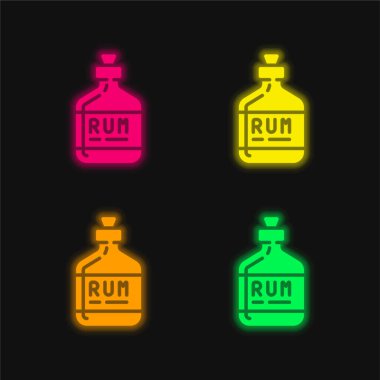 Alkol dört renk parlayan neon vektör simgesi