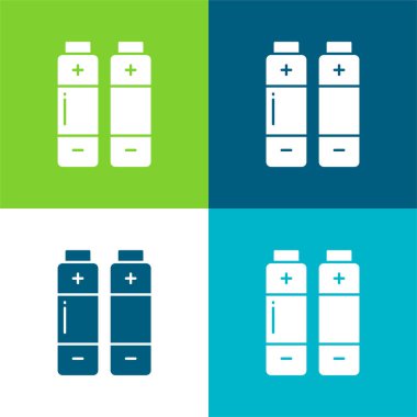 Batarya Düz 4 renk en küçük simge seti