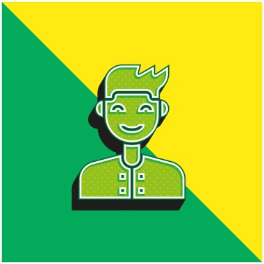 Çocuk Yeşil ve Sarı Modern 3D vektör simgesi logosu