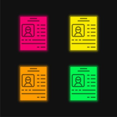 Uygulama dört renk parlayan neon vektör simgesi