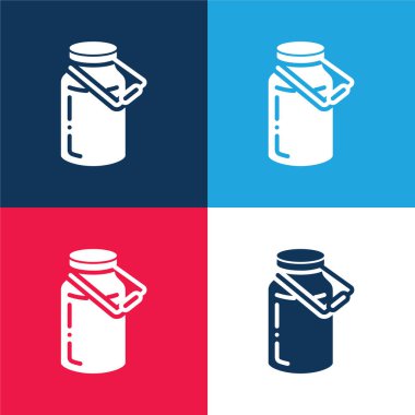 Bottle blue and red four color minimal icon set clipart