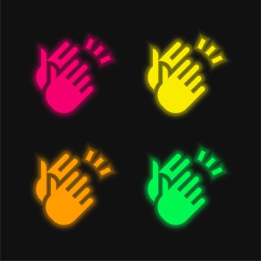 Applause four color glowing neon vector icon clipart