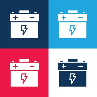 Pil mavi ve kırmızı dört renk minimal simge kümesi