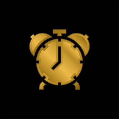 Alarm Saati altın kaplamalı metalik simge veya logo vektörü