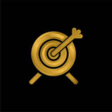 Okçuluk altın kaplama metalik simge veya logo vektörü