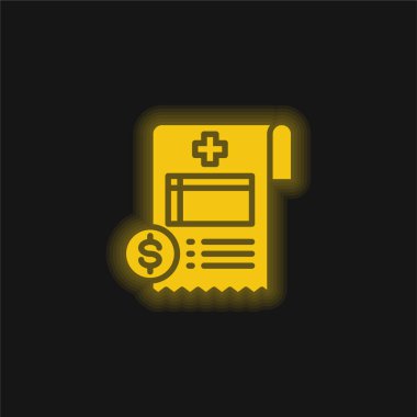 Bill yellow glowing neon icon clipart