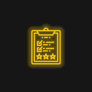 Assessment yellow glowing neon icon clipart