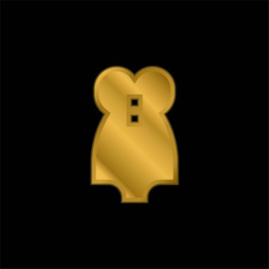 Vücut giysisi altın kaplama metalik simge veya logo vektörü