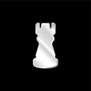 Black Tower Chess Piece Shape silver plated metallic icon clipart