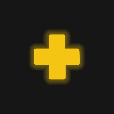 Ekleme işareti sarı parlayan neon simgesi