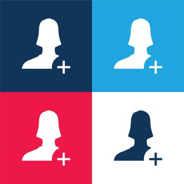Kadın Kullanıcı mavi ve kırmızı dört renk minimal simgesi seti ekle
