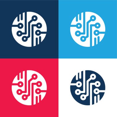 Bio Sensor blue and red four color minimal icon set clipart