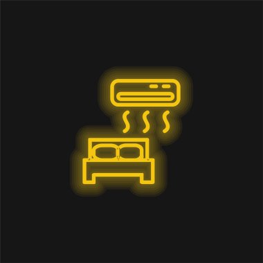 Air Conditioned yellow glowing neon icon clipart