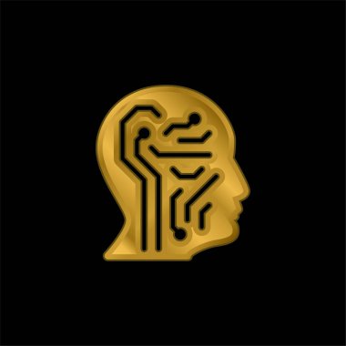 Yapay zeka altın kaplama metalik simge veya logo vektörü