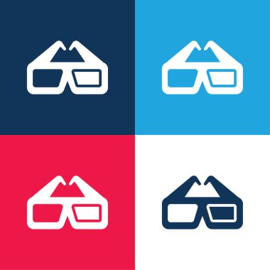 3D gözlük mavi ve kırmızı dört renk en az simge kümesi