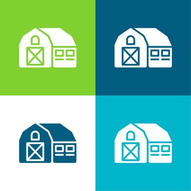 Ahır Düz 4 renk en küçük simge kümesi