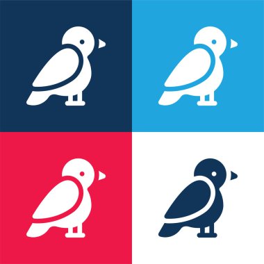 Arctic Tern blue and red four color minimal icon set clipart