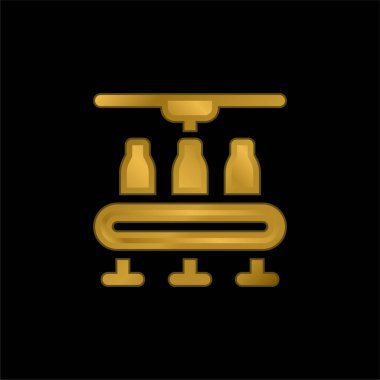 Altın kaplama metal ikon veya logo vektörü şişeleri