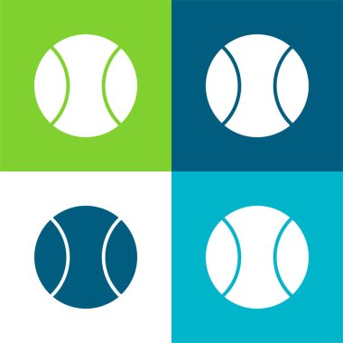 Big Tennis Ball Flat four color minimal icon set clipart