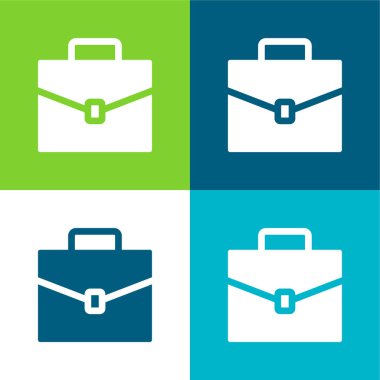 Evrak çantası Düz 4 renk minimal simgesi seti