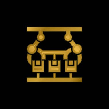 Altın kaplama metalik simge veya logo vektörü monte ediliyor