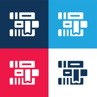 Kitaplar mavi ve kırmızı dört renk asgari simge kümesi